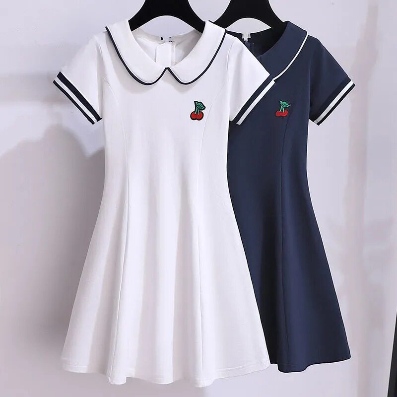 品牌女童学院风连衣裙夏薄款甜美