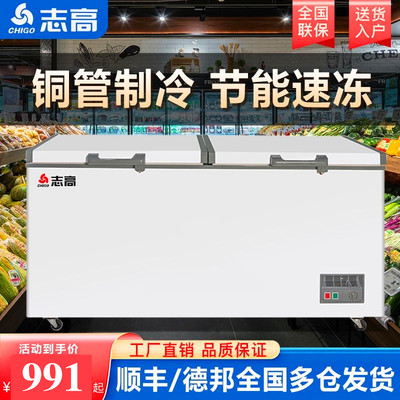 志高冰柜商用冷冻柜大容量卧式冷柜冷链铜管单温双温冷藏冷冻柜