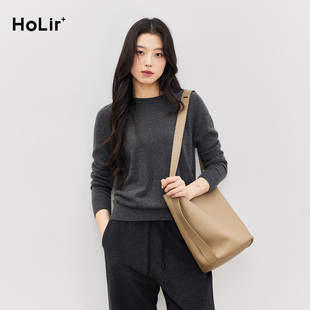 洪陵100%山羊绒圆领小山羊绒精纺套头衫 女7415