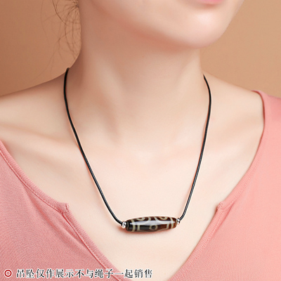 横穿直穿天珠黄金吊坠挂绳