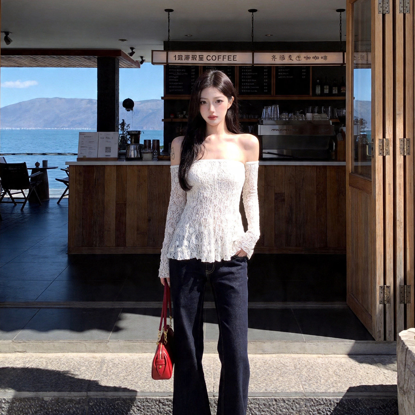 专柜设计感蕾丝抹胸上衣女夏季纯欲风修身显瘦一字肩独特漂亮小衫