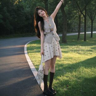 专柜韩系高级感超好看马甲不规则短裙两件套装气质一整套穿搭2026
