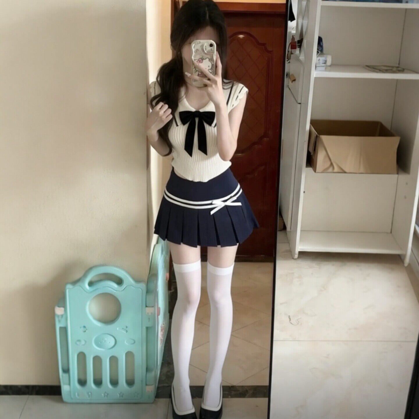 专柜学院风套装韩系小个子超好看针织上衣半身裙一整套ootd穿搭26