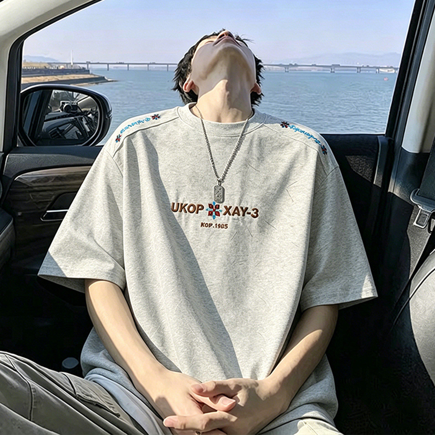 专柜索罗娜冰丝短袖t恤男夏季薄款宽松凉感五分袖体恤青少年休闲