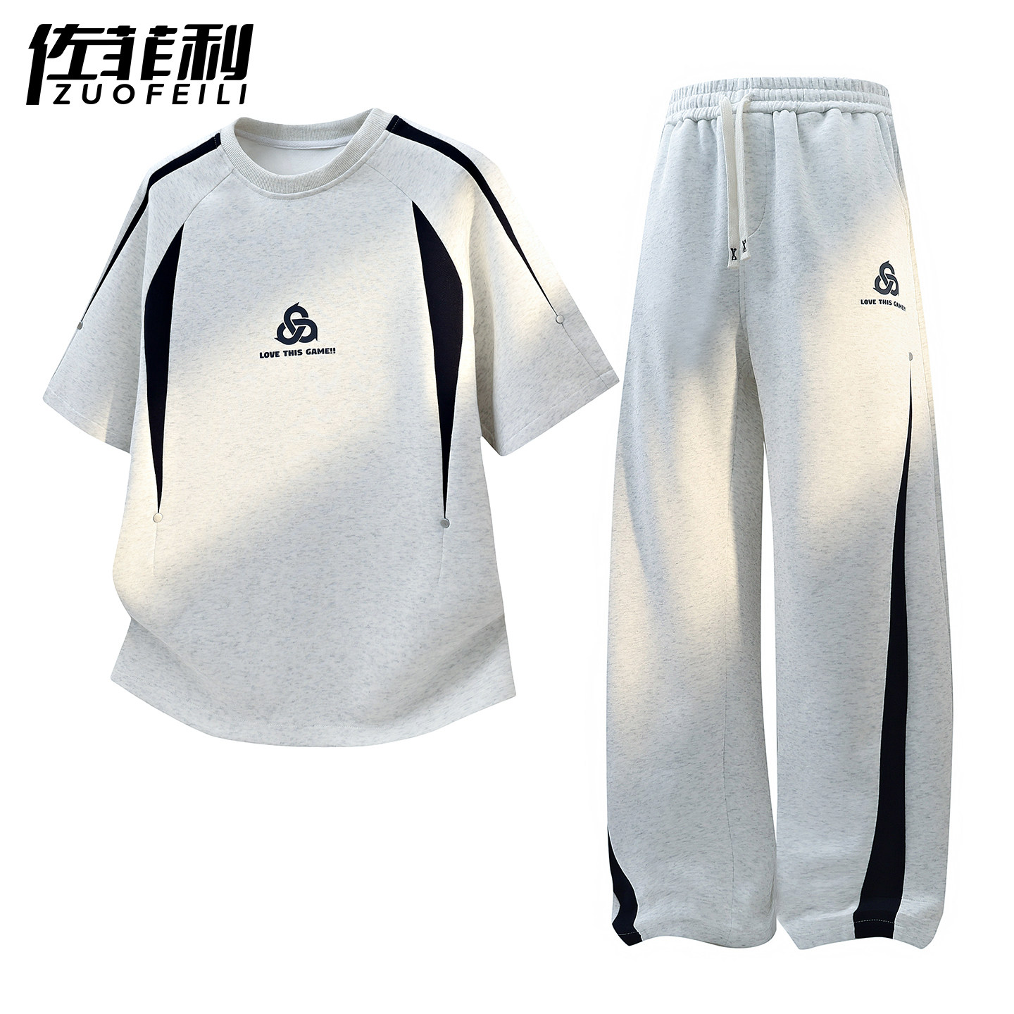 专柜短袖套装男夏季2026新款休闲运动长裤两件套青少年帅气搭配一