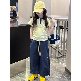 翻领POLO衫 洋气儿童夏季 女童夏装 套装 两件套 短袖 翻领T恤休闲裤