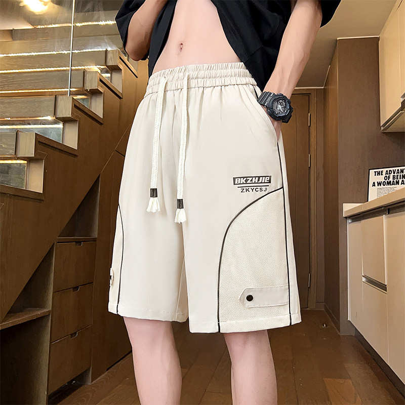 专柜运动短裤男款夏季美式潮流设计感休闲裤子男士宽松直筒透气五