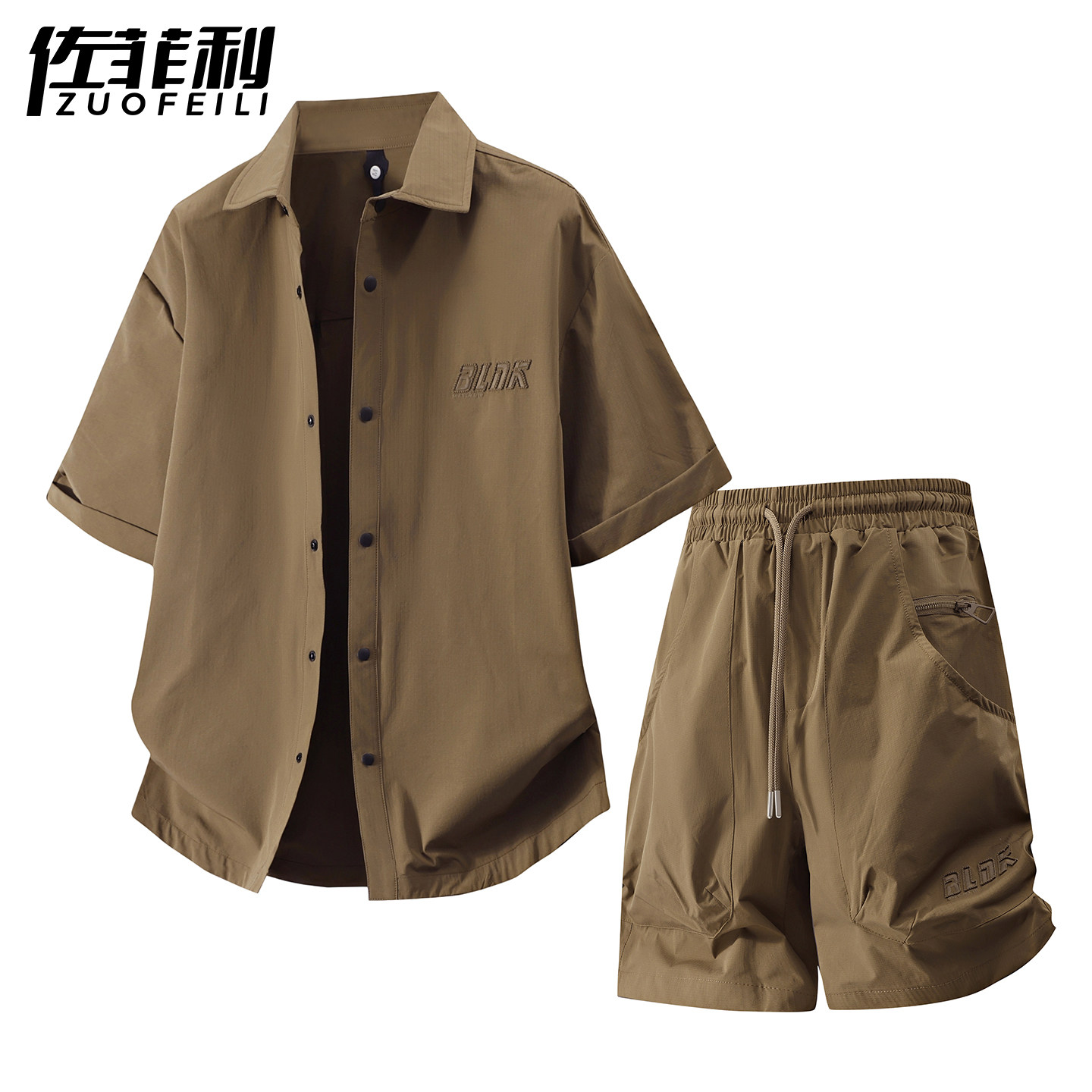 专柜冰丝休闲套装男夏季2026新款凉感衬衫短袖男青少年帅气运动两