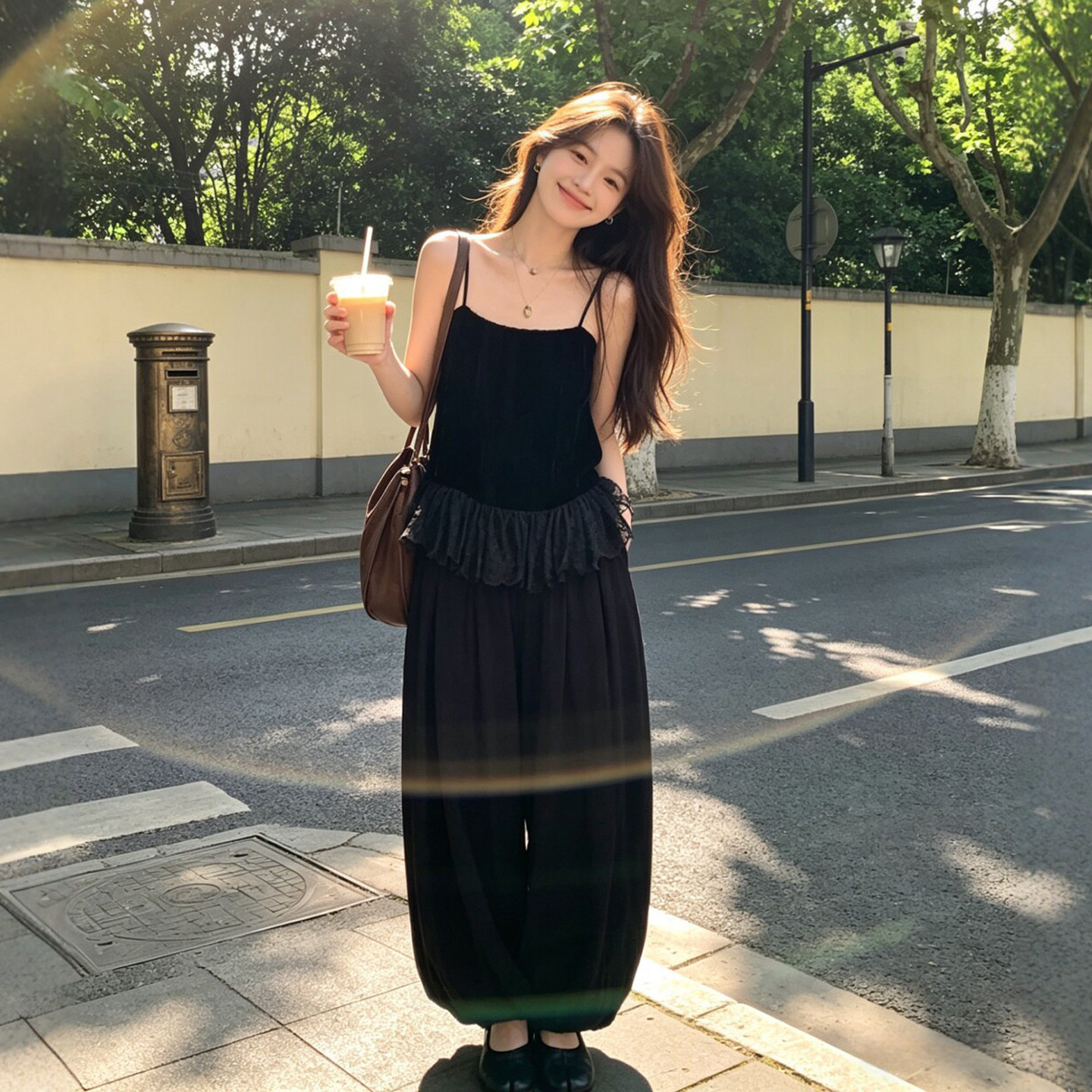 专柜26夏季氛围感穿搭套装韩系独特超好看吊带上衣休闲长裤一整套