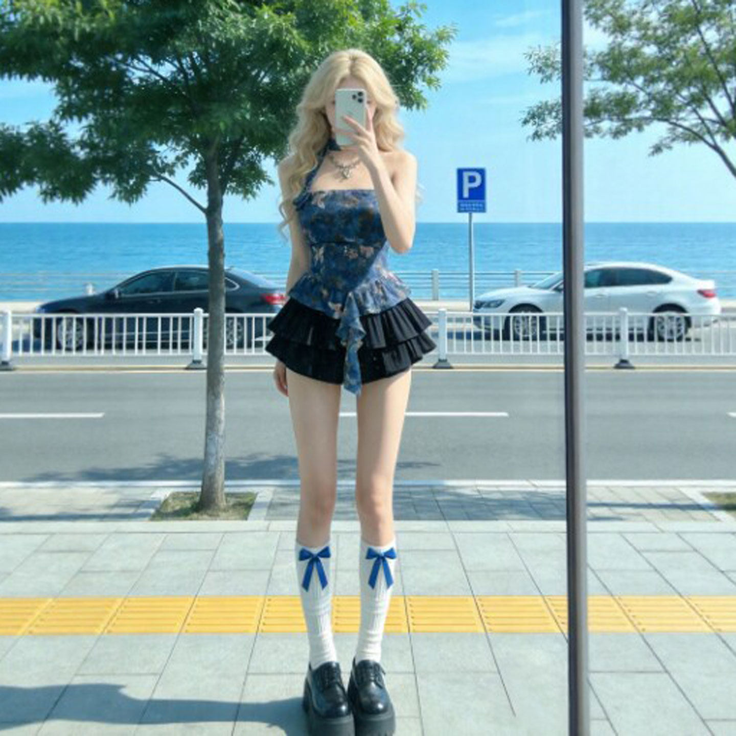 专柜复古独特超好看碎花上衣短裙两件套装气质一整套ootd穿搭2026