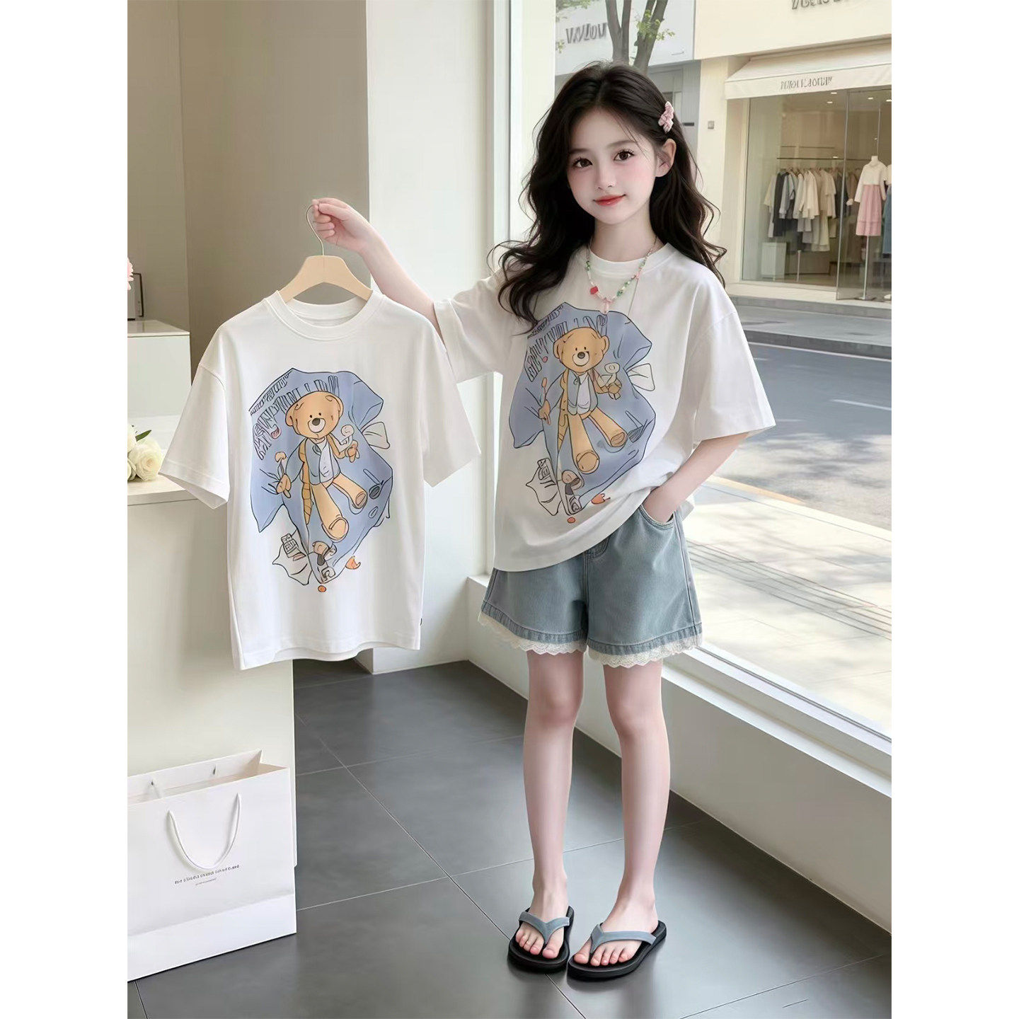 女童短袖T恤2026新款儿童夏季超好看洋气夏装大童女孩时髦上衣潮t