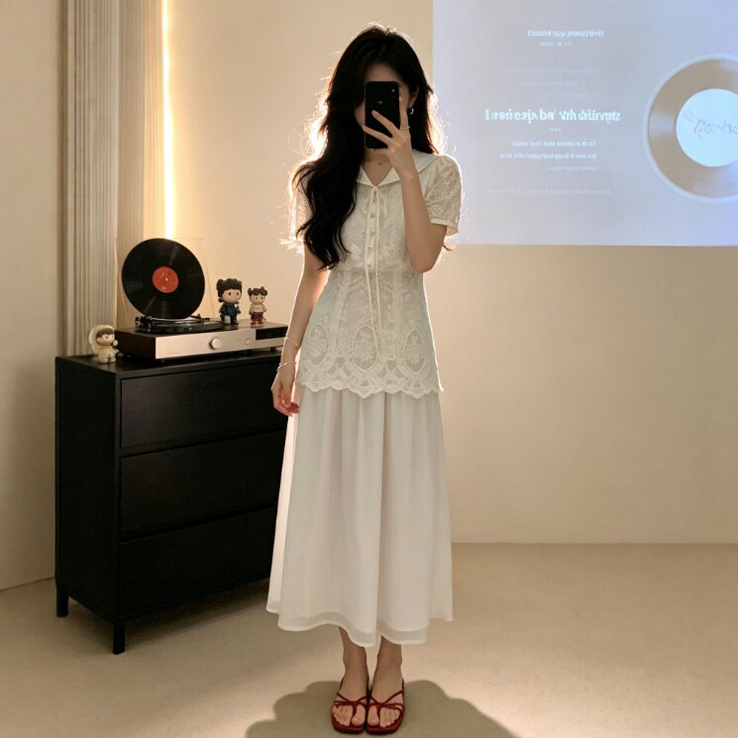 专柜温柔风独特超好看的收腰显瘦仙女连衣裙设计感小众不撞款裙子