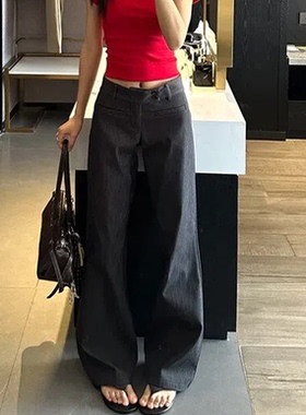 专柜灰色低腰西装裤女2026夏季新款休闲裤显瘦高级感垂感薄款微喇