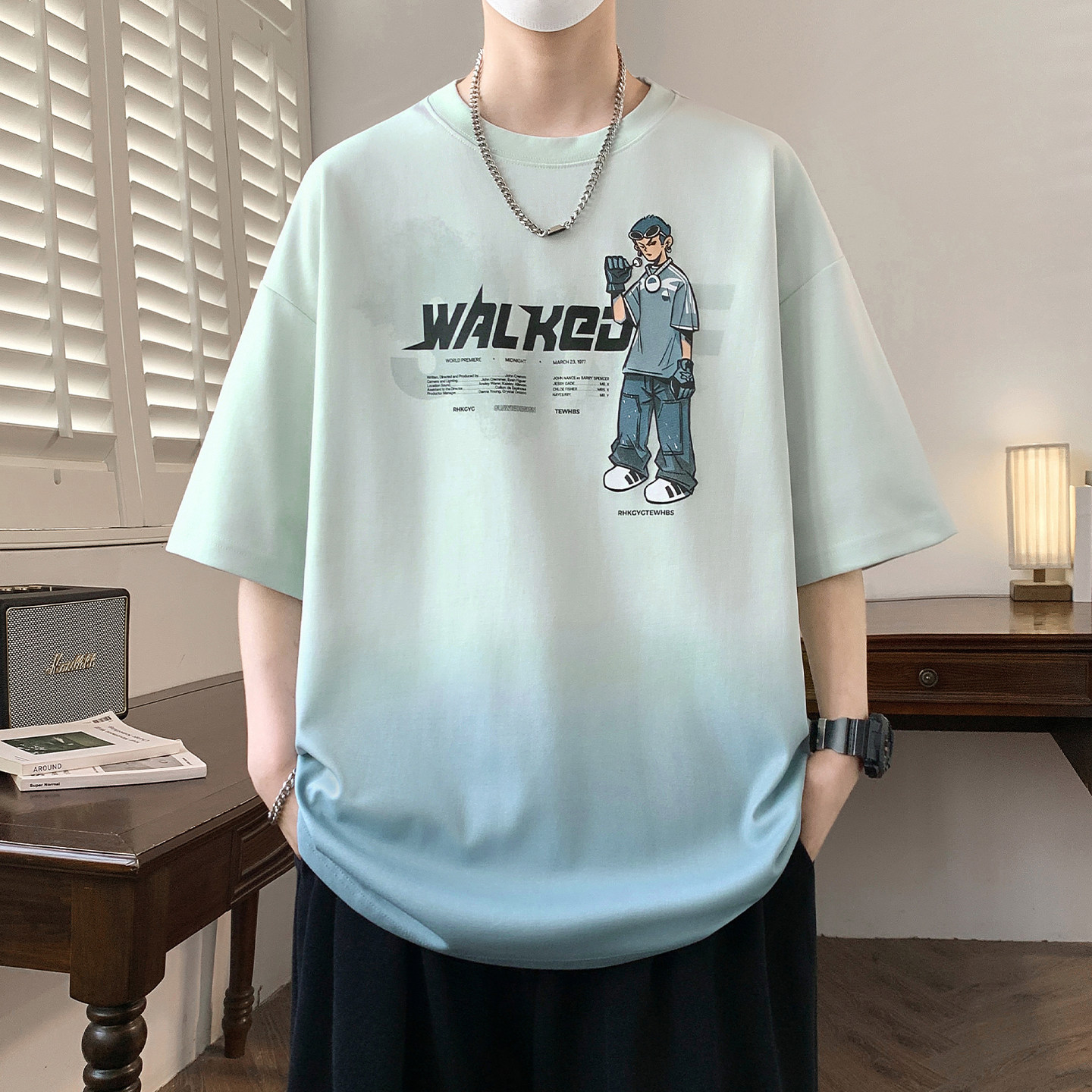 专柜5A抑菌短袖t恤男夏季新款卡通印花冰丝半袖男青少年潮流体恤