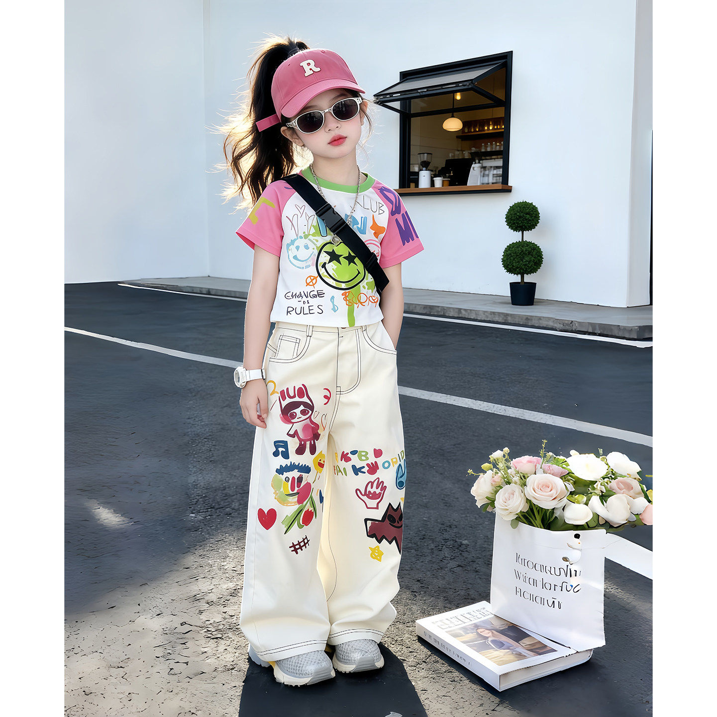 女童阔腿裤夏季薄款儿童女孩长裤2026新款洋气时髦百搭牛仔直筒裤