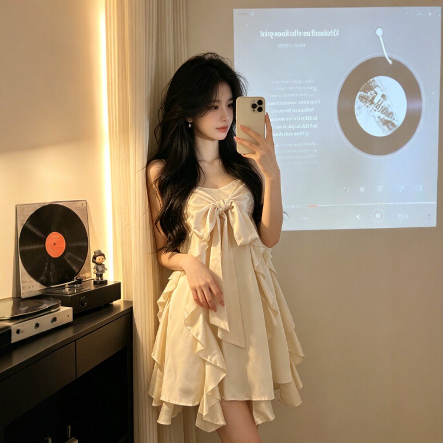 专柜温柔系穿搭巨好看的蝴蝶结吊带连衣裙小个子漂亮绝美蓬蓬裙26