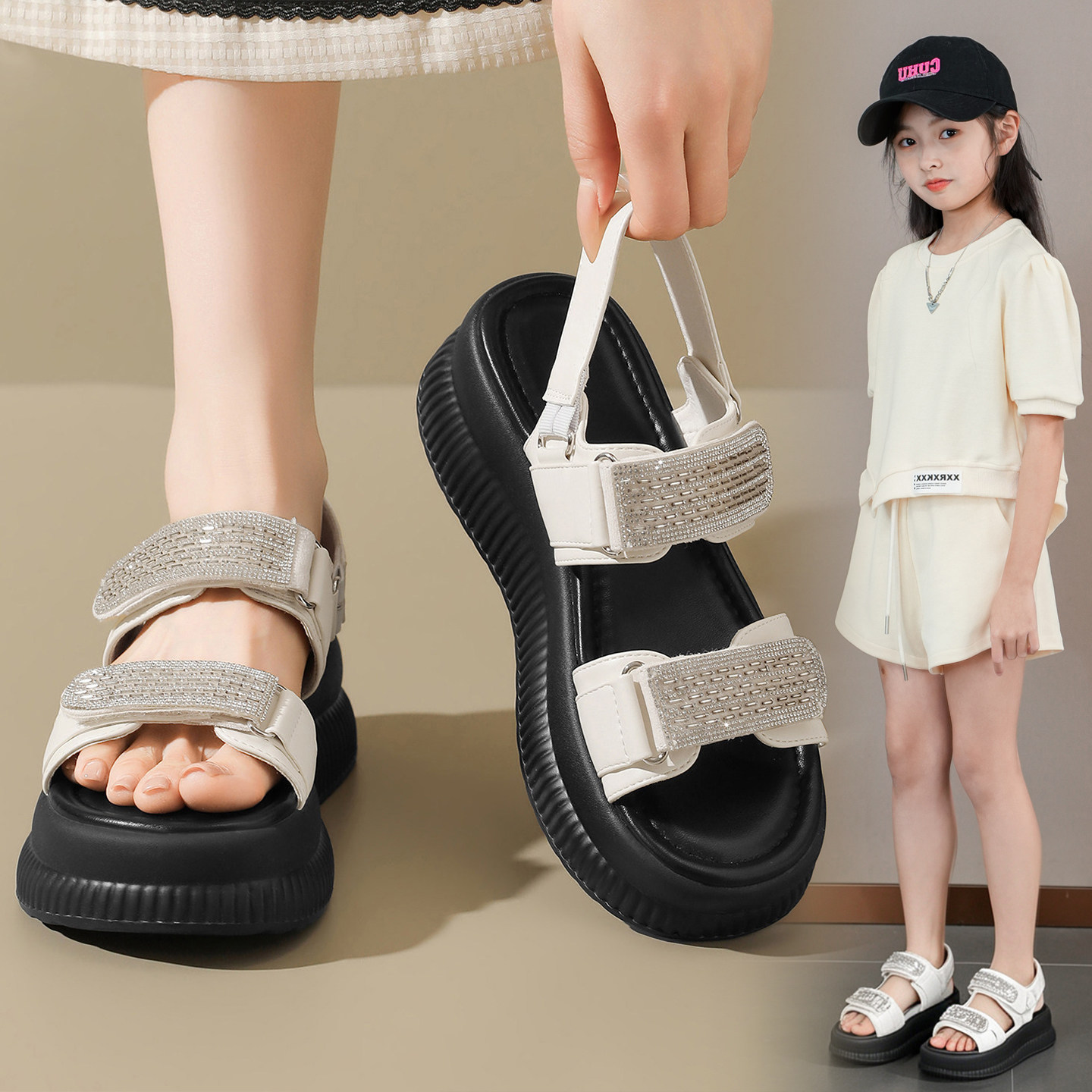 专柜女童凉鞋儿童夏季鞋子2026新款儿童软底防滑沙滩鞋中大童运动