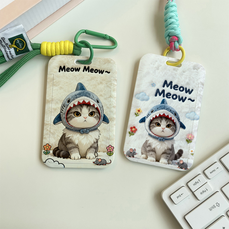 可爱猫咪门禁饭卡卡套校园卡工作证件公交车学生定制带挂绳校牌