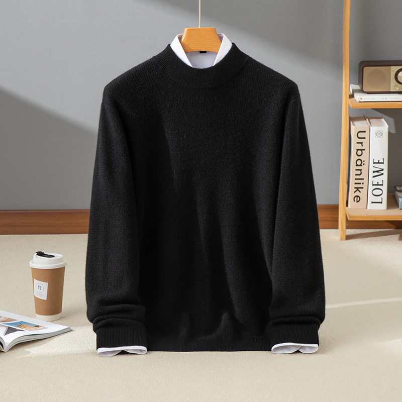 高端男士100%纯山羊绒衫加厚