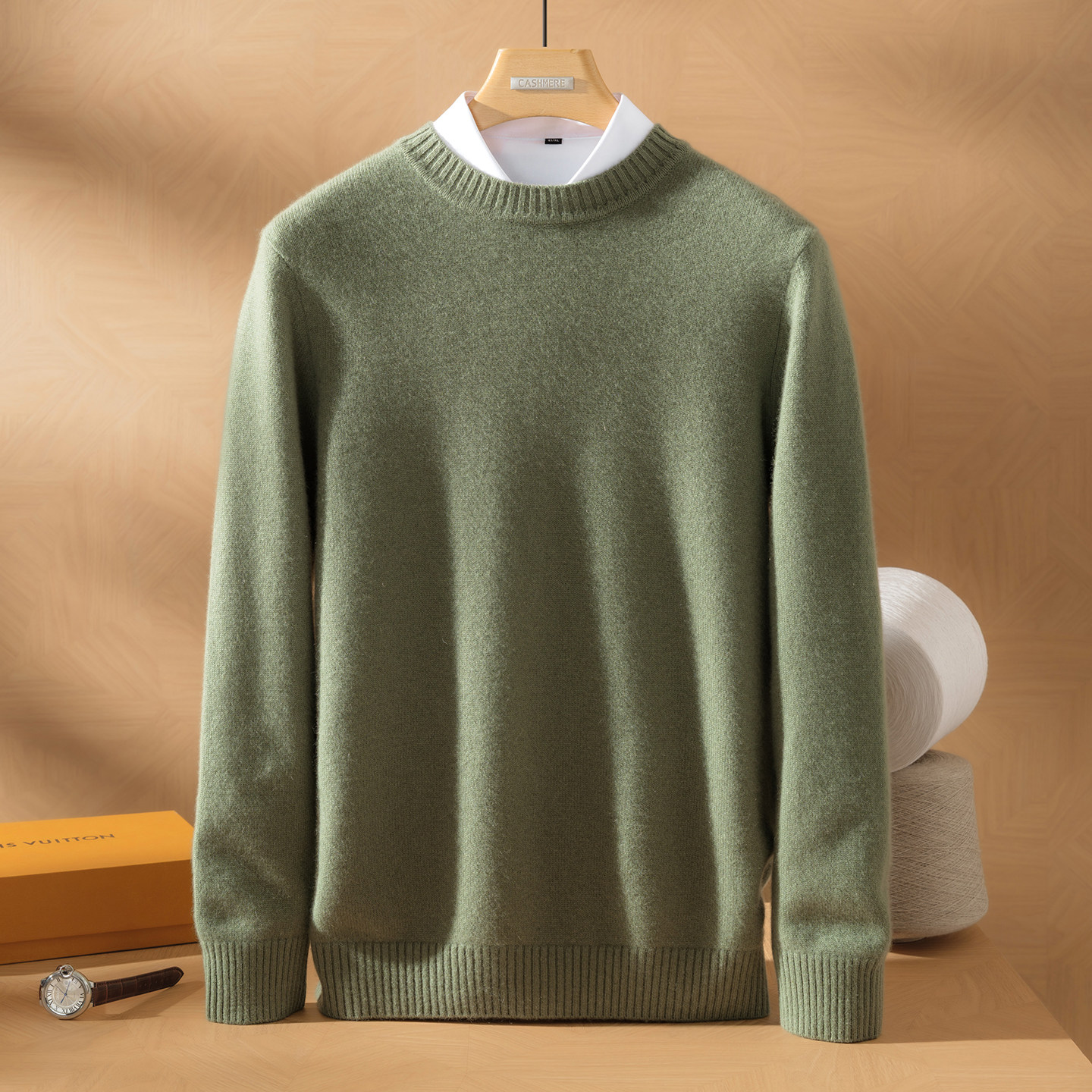 双股加厚圆领男士100%纯山羊绒衫2025新款秋冬针织打底衫高端毛衣