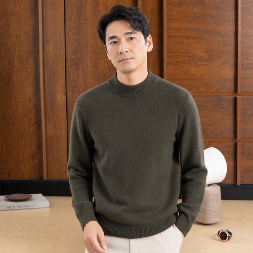 【加厚100%山羊绒】男士保暖毛衣