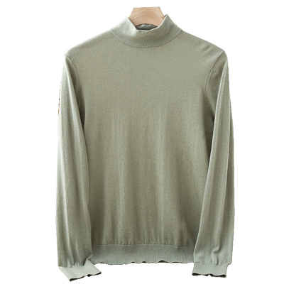 精纺半高领羊绒衫男100纯羊绒秋冬针织打底羊毛宽松中领薄款毛衣