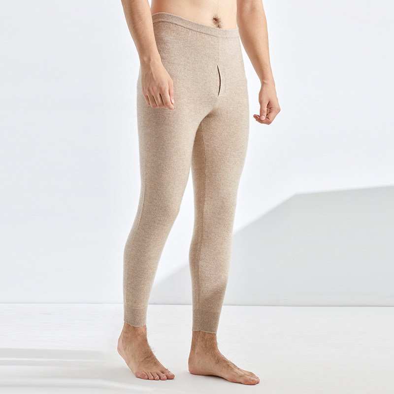 100纯山羊绒裤男秋冬季针织打底羊毛裤弹力裤宽松内穿薄款保暖裤