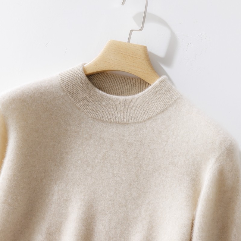 半高领羊绒衫男100纯羊绒秋冬季针织打底衫中领高端保暖宽松毛衣