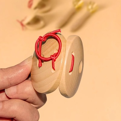 响板乐器儿童幼儿园奥尔夫打击乐原木质手指圆舞板小快板口才专用