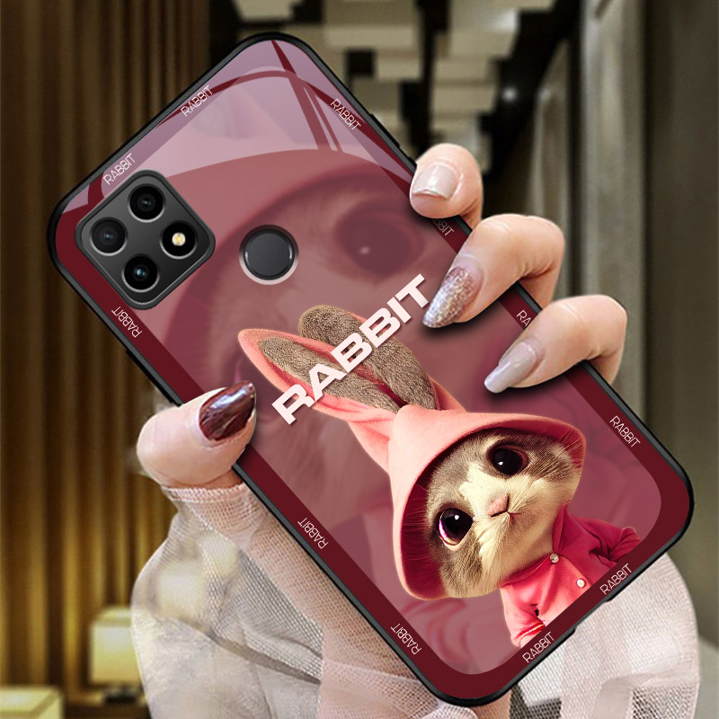 适用华为玻璃手机壳可爱