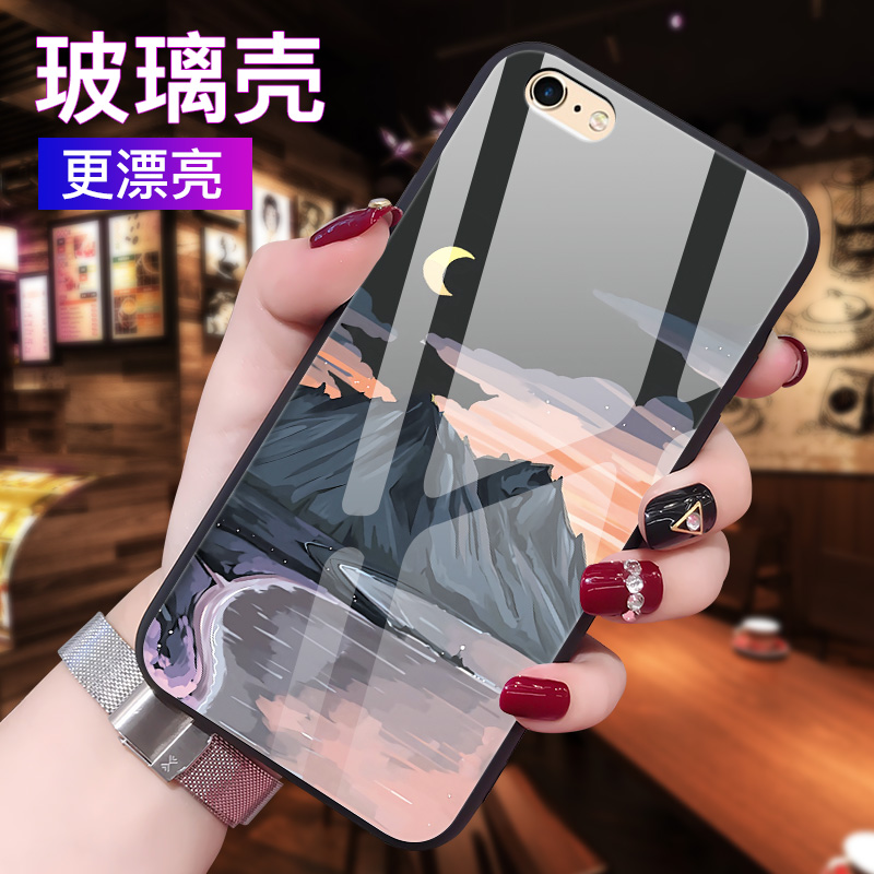 适用于iphone6手机壳6s玻璃保护6plus硅胶套苹果7全包ip8防摔8puls软边硬壳7p男6sp女i水墨画i7七网红情侣ins