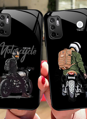 机车男孩红米Note10手机壳note9 5G玻璃保护套note8pro全包防摔7硅胶软边硬壳nete9 4G男女小米Redmi个性新潮