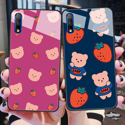 华为畅享10plus手机壳畅想10玻璃保护套畅亨10s十pius软边硬壳medaloo畅享10Estk可爱男女款al00情侣熊aqm新