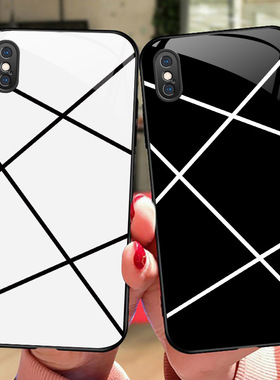 格调iPhoneX/XS手机壳苹果XR玻璃XSMax保护套苹果7plus全包iphone8防摔6splus男女pg6s硅胶软边硬壳中性镜面