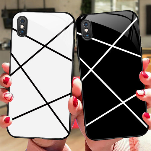 格调玻璃软边硬壳苹果手机壳简约