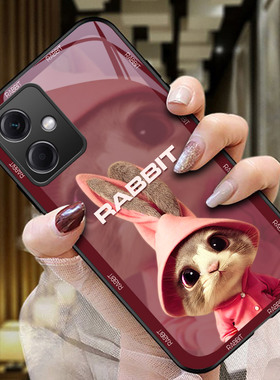 红米Note12手机壳Note10Pro玻璃保护套note9全包防摔note8t硅胶软边硬壳5G男女8可爱青兔n0te7情侣4g卡通pro+