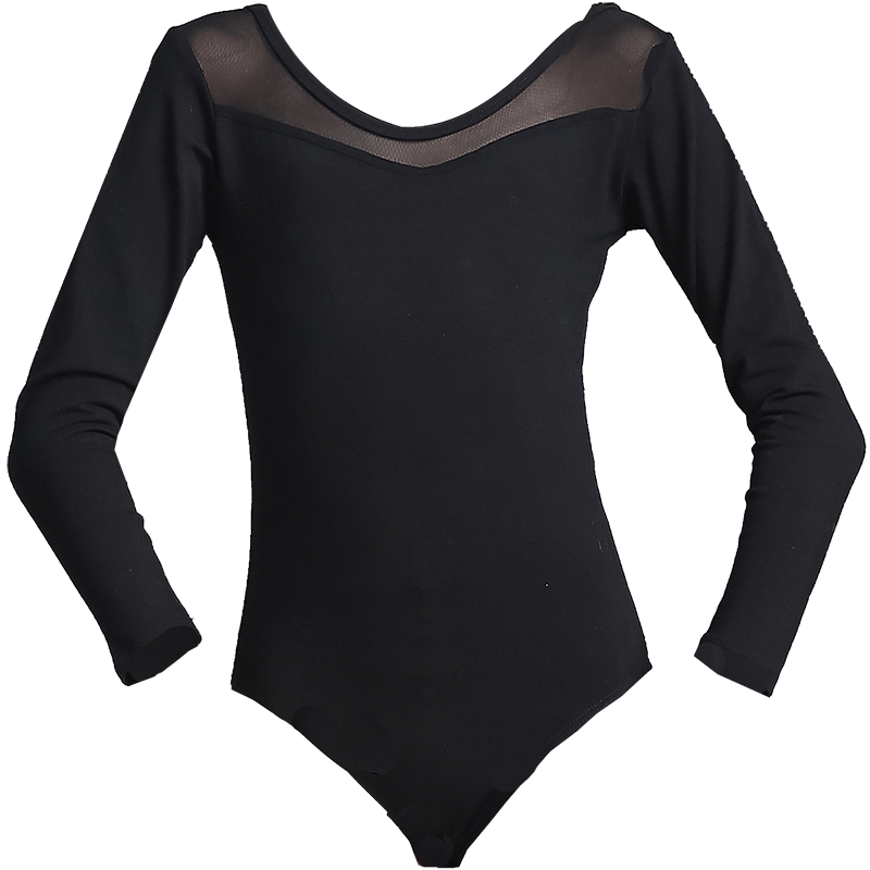 儿童舞蹈服女芭蕾舞练功服透气形体网纱演出连体服考级长袖体操服