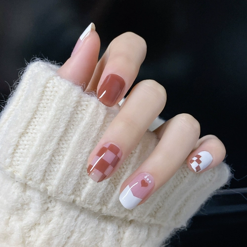 Наклейки для ногтей, демисезонные милые водостойкие накладные ногти для ногтей, популярно в интернете, долговременный эффект, готовый продукт