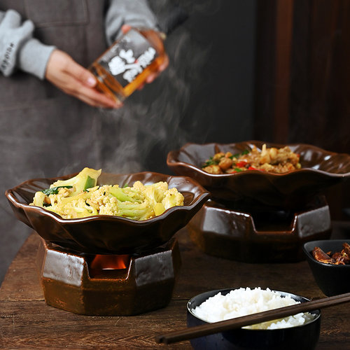 瓷渊阁日式商用陶瓷固体酒精干锅