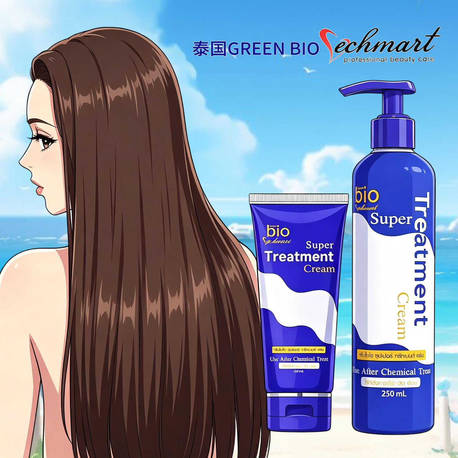 保税区直发 泰国进口GREEN BIO VECHMART发膜150ml护发素250ml - 实物图