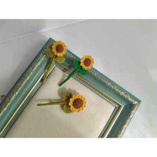 【sugar手作】纯手工定做编织蕾丝线微钩钩织向日葵可爱精美胸针