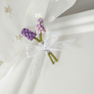 【sugar手作】手工定制蕾丝线微钩编织葡萄风信子蓝壶花胸针别针