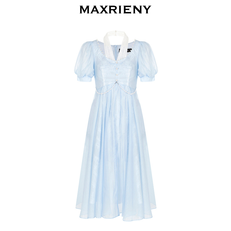 撞色设计，复古公主裙