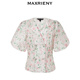 v字翻领玫瑰提花上衣女 MAXRIENY夏日浪漫衬衫 奥莱