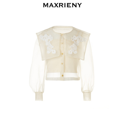 【奥莱】MAXRIENY精致华丽藤蔓刺绣方领上衣