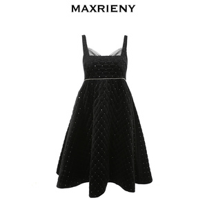 【奥莱】MAXRIENY夹棉吊带娃娃裙冬季蝴蝶结连衣裙女