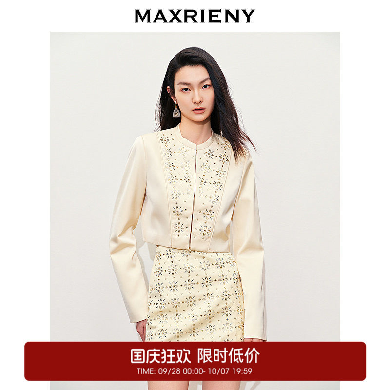 【奥莱】MAXRIENY奢华都市烫钻缎面外套图片