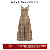 奥莱 MAXRIENY复古格纹吊带背心连衣裙美拉德穿搭裙子