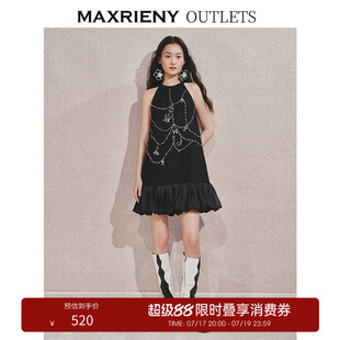【奥莱】MAXRIENY少女感挂脖小A裙钻链连衣裙