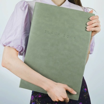 A3笔记本记事本2025年新款皮面高颜值加大空白内页美术本横线本子